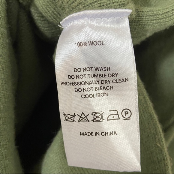 Nap Loungewear 100% Wool Slant Asymmetric Hem Turtleneck In Sage Green - Picture 9 of 11